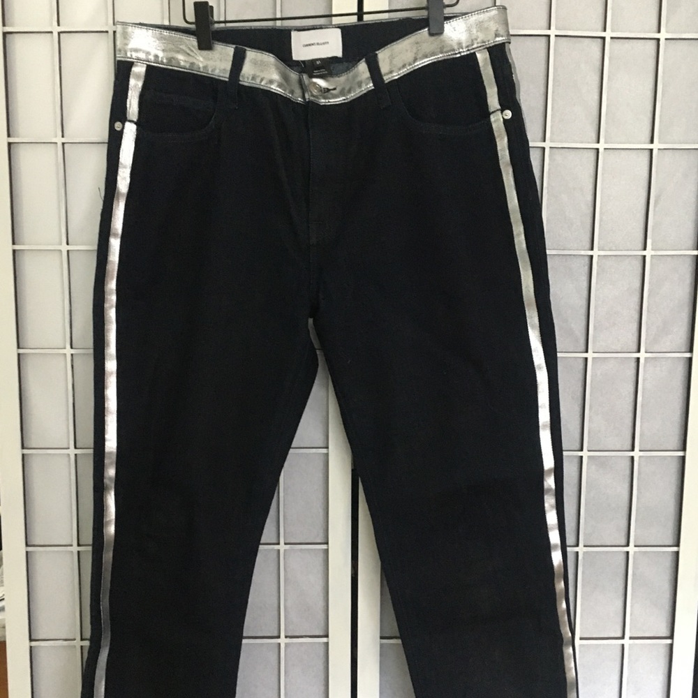 Current Elliot 31 Silver Stripe Crop Denim Jeans